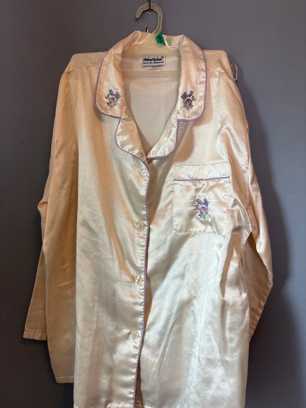 Anthony Edwards Cream Embroidered Button Front Shirt Men’s Size XL Read